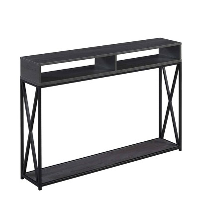 Tucson Deluxe Console Table with Shelf Charcoal Gray/Black - Breighton Home