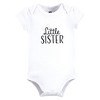 Hudson Baby Infant Girl Cotton Bodysuit, Pant and Shoe Set, Little Sister Bow - 3 of 4