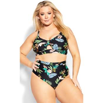 Women's Plus Size Izzy Print Bikini Top - tropical foliage  | CCX