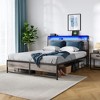 Metal Bed Frame with Headboard Shelf, Charging, LED - 3 of 4