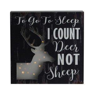 Northlight 8"x8" LED Lighted Fiber Optic Deer “To Go to Sleep I Count Deer Not Sheep” Wall Art Decoration - 1 of 3