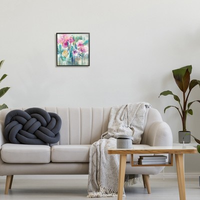 Delicate Rainy Flowers Pink Peonies Abstract Framed Art Print