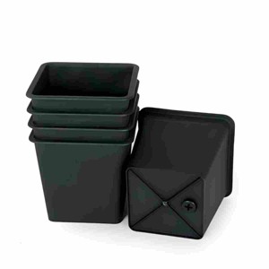SEVOBAL Planters 7.9" Square Nursery Plant Pot With Drainage Holes Lightweight UV Resistant Durable And All Season (5 Pack), Black, 7.90"*7.9"*6.70" - 1 of 4