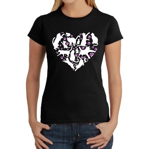 LA Pop Art Cat Heart - Women's Word Art T-Shirt - 1 of 4