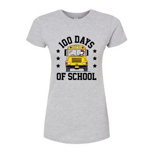 Women's - Peanuts - Snoopy One Hundred Days Of School Fitted Graphic T-Shirt - 1 of 4