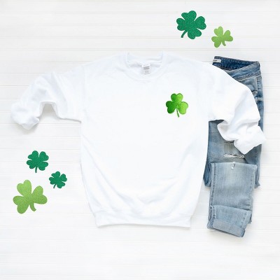 Simply Sage Market Women's Graphic Sweatshirt Embroidered Clover St. Patrick's Day