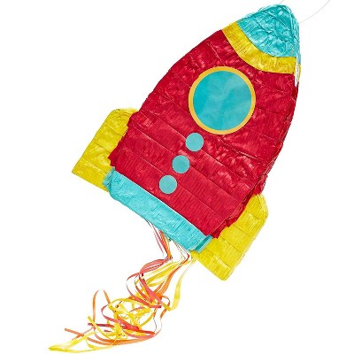 Juvale Blue Panda Rocket Ship Pinata for Space Birthday Party Supplies (16.5 x 12.5 x 3 In)