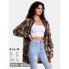 EXLURA Womens Plaid Flannel Shacket Long Sleeve Button Down Shirts Long Jackets Oversized Fall Fashion Outfits - 3 of 4