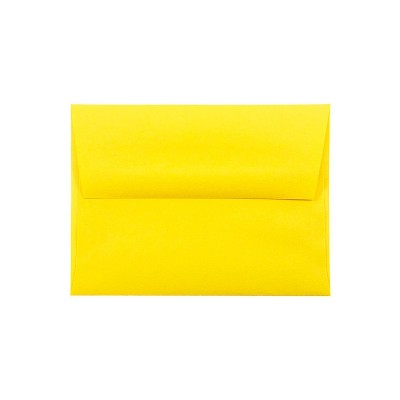 JAM Paper A2 Colored Invitation Envelopes 4.375 x 5.75 Yellow Recycled 15839