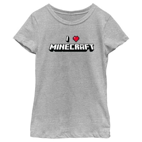 Girl's Minecraft I Heart Minecraft T-shirt - Athletic Heather - Medium ...