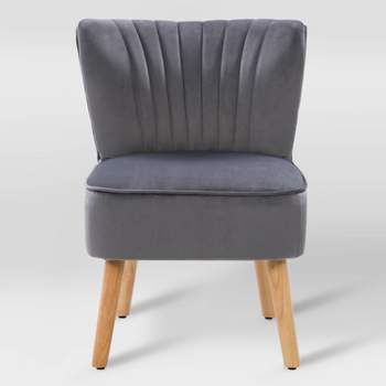 Lynwood Velvet Armless Accent Chair Gray - CorLiving