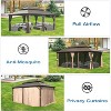 DOMETOUR 12' x 20' Hardtop Aluminum Gazebo with Galvanized Steel Roof, Curtains & Netting, Permanent Outdoor Pavilion, Brown - 4 of 4