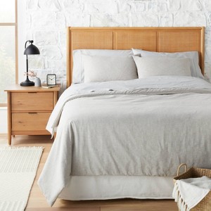 3pc Linen Blend Comforter Set Jet Gray - Hearth & Hand™ with Magnolia - 1 of 4