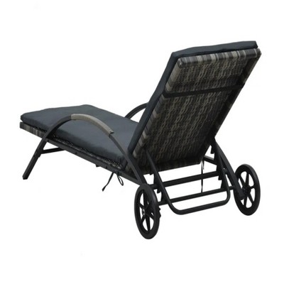 25.6"Sun Lounger with Cushion & Wheels Poly Rattan Anthracite