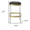 HomeRoots 24" Black and Clear Stainless Steel and Steel Backless Counter Height Bar Chair - 3 of 4
