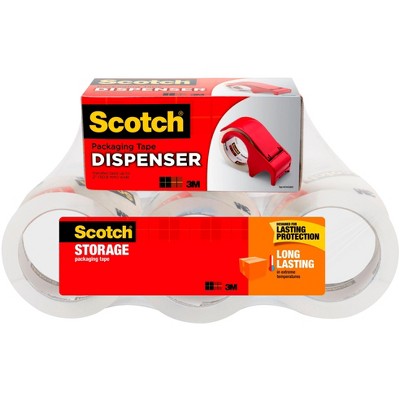Scotch Long Lasting Storage Packaging Tape with Refillable Dispenser, 1.88 Inches x 54.6 Yards, Clear, pk of 6