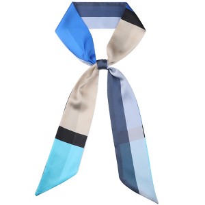 INSPIRE CHIC Women's Striped Printed Skinny Long Satin Silky Neck Scarves 1Pc - 1 of 4