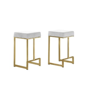 Best Master Furniture,Dorrington Velvet Backless Counter Height Stool (Set of 2) - 1 of 2