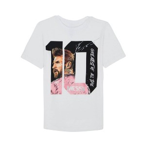 Boys' Messi 10 Signature Short Sleeve Graphic T-Shirt - White - 1 of 2