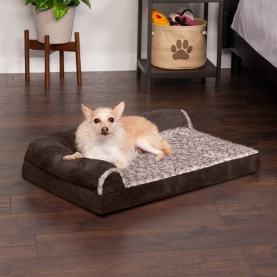 Jumbo Espresso Faux Fur Orthopedic Chaise Dog Bed