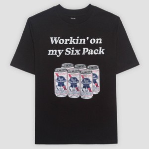 トップス Pabst work shirt Men's Pabst Blue Ribbon Workin On My Six Pack Short Sleeve Graphic