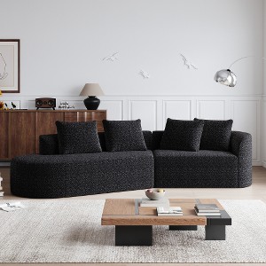 112" Modern Chenille Modular Sectional Sofa with 4 Pillows, Cloud-Style 4-Seat Oversize Couch for Living Room or Apartments – The Pop Home - 1 of 4