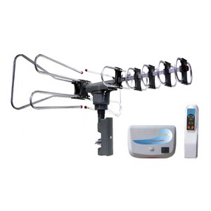 Naxa® Outdoor High-Powered Amplified Motorized TV Antenna for HDTV and ATSC Digital Television with 40- to 50-Mile Range in Silver - 1 of 4
