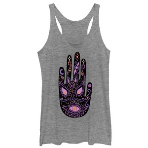 Women's CHIN UP Neon Henna Hand Racerback Tank Top - 1 of 3