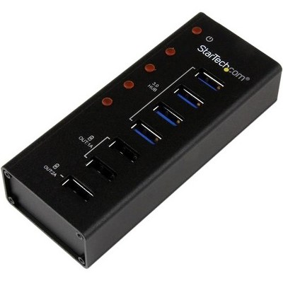 StarTech.com 4 Port USB 3.0 Hub plus 3 Dedicated USB Charging Ports (2 x 1A & 1 x 2A) - Wall Mountable Metal Enclosure - USB - External