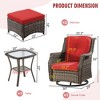 YARDSIGHT 5-Piece Outdoor Wicker Swivel Glider Conversation Set with Red Cushions, Including 2 Chairs, 2 Ottomans, and 1 Side Table - 3 of 4
