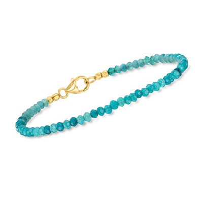 Ross-Simons 11.00 ct. t.w. Blue Apatite Bead Bracelet in 18kt Gold Over Sterling