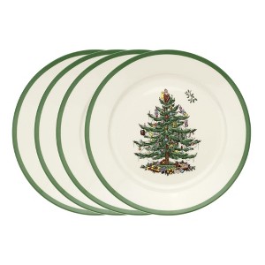 Spode Christmas Tree Luncheon Plate, Set of 4, Festive Holiday Dinnerware, Ideal for Sandwiches, Sides & Desserts, 9-Inch Porcelain Plates - 1 of 4