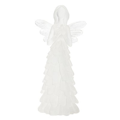 White Frosted Resin Angel Figurines Set of 4
