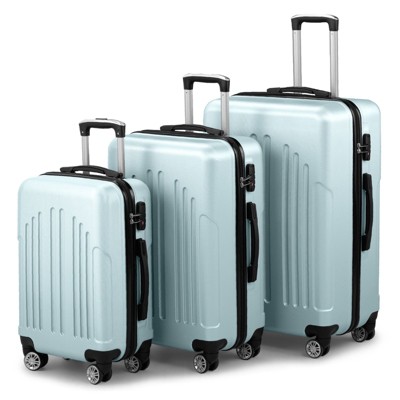 Karl Home Luggage Set of 3, ABS PC Hardside Suitcase Sets with TSA Lock 4 Spinner Wheels Green