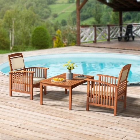 Wooden garden best sale chair set