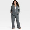 Women's Cozy Ribbed Notch Collar Long Sleeve Shirt and Pants Pajama Set - Auden™ - 3 of 3