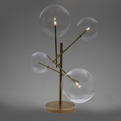 Antique Brass 28" Adjustable Globe Shade LED Table Lamp