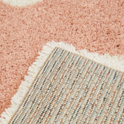 Pink and White Synthetic Shag Kids' Rug 4' x 6'