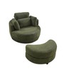 Fabric Round Swivel Chair with Moon Ottoman and 4 Pillows - 4 of 4