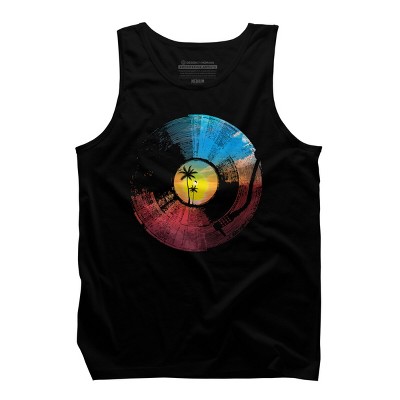 Men's Design By Humans Palm Tree Tropical Sounds Vinyl By clingcling Tank Top