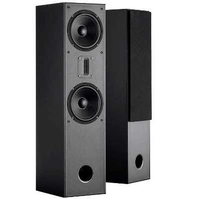 Monoprice MP-T65RT Tower Home Theater Speakers (Pair) - Black With Dual 6.5 Woofers, Ribbon Tweeter,Compact Design