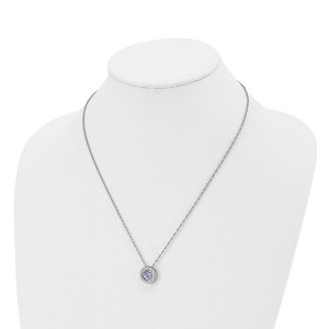 Chisel Stainless Steel Polished Cubic Zirconia June Birthstone Circle Pendant on a 20" Multi-Link Chain Necklace - 1 of 4