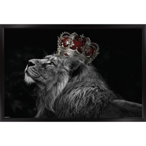 Trends International Reinders: Animals - Lion Crown Framed Wall Poster Prints Black Framed Version 22.375" x 34" - 1 of 4