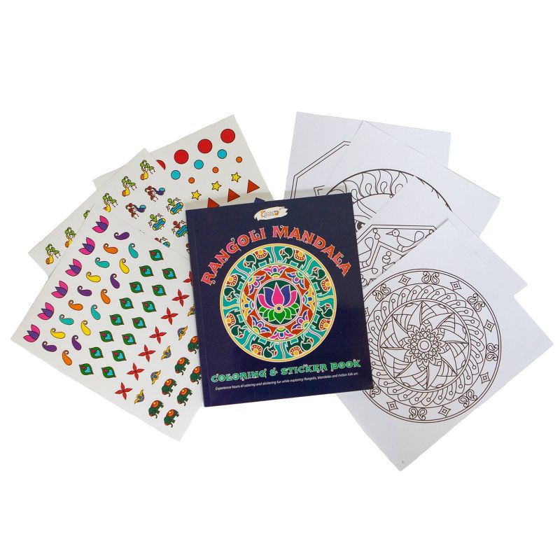 Kulture Khazana Rangoli Mandala Bundle Coloring and Sticker Book with Rangoli Mandala Circular Floor Puzzle - 48pc, 6 of 8