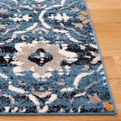 Amsterdam Blue and Creme Synthetic Rectangular Area Rug 3' x 5'