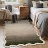 Washable Scalloped Living Room Rugs, Indoor Modern Ombre Soft Non Slip Area Rug for Bedroom, Large Home Decor Carpet for Dining Room - 3 of 4