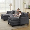 Sectional Sofa, Corduroy Cloud Couch with Movable Ottoman & Throw Pillows,  L/U-Shaped Sofa, for Living Rooms, Offices, Bedroom, Apartment - 3 of 4