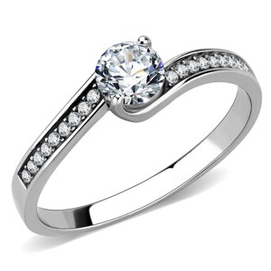 Slickblue Stylish Women's Ring in Polished Stainless Steel with Clear CZ Pave Stones - Perfect for Engagement, Size 5-10 - 1 of 4