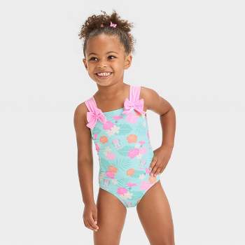  Disney Lilo & Stitch Toddler Girls One Piece Bathing Suit  Floral Blue 2T: Clothing, Shoes & Jewelry