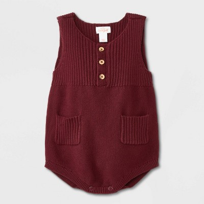 Image of Baby Boys' Bubble Sweater Romper - Cat & Jack™ Maroon 12M